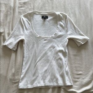 White Ribbed Women's Top